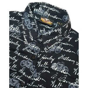 Harley Davidson Shirt Mens S Black Motorcycles Script Button Front Short Sleeve